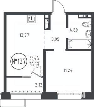 1-к квартира, вторичка, 37м2, 7/10 этаж