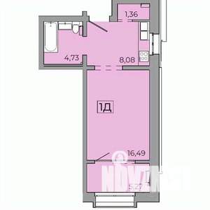 1-к квартира, строящийся дом, 46м2, 10/15 этаж