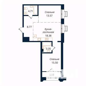 2-к квартира, строящийся дом, 68м2, 4/18 этаж