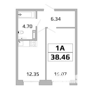 1-к квартира, вторичка, 38м2, 10/16 этаж