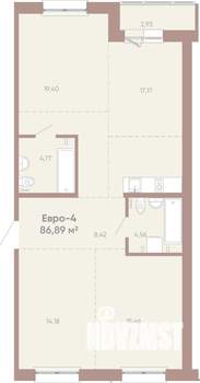 3-к квартира, вторичка, 87м2, 2/16 этаж