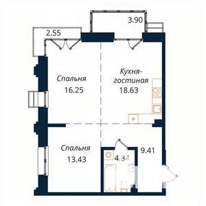 2-к квартира, строящийся дом, 68м2, 3/18 этаж