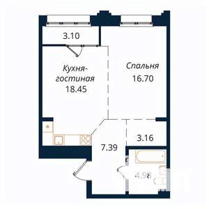 1-к квартира, строящийся дом, 54м2, 5/18 этаж