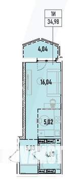 1-к квартира, вторичка, 35м2, 5/19 этаж