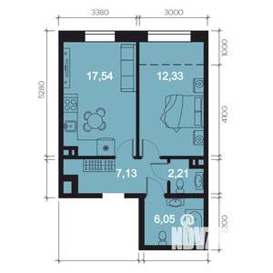 2-к квартира, строящийся дом, 48м2, 7/8 этаж