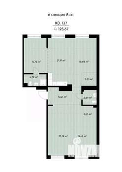 4-к квартира, вторичка, 126м2, 8/9 этаж