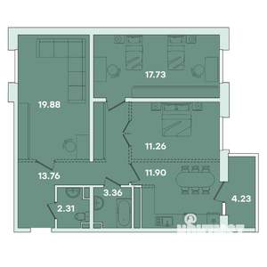 3-к квартира, вторичка, 84м2, 13/16 этаж