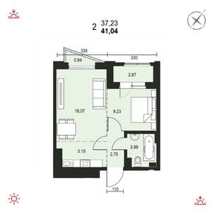 2-к квартира, вторичка, 41м2, 11/19 этаж