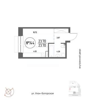 Студия квартира, строящийся дом, 24м2, 3/19 этаж