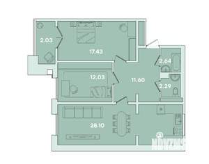 2-к квартира, вторичка, 78м2, 3/16 этаж