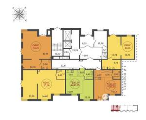 2-к квартира, строящийся дом, 41м2, 1/19 этаж