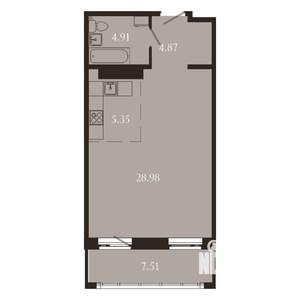 1-к квартира, вторичка, 52м2, 11/15 этаж