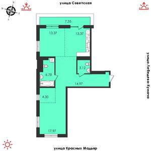 2-к квартира, строящийся дом, 85м2, 7/14 этаж