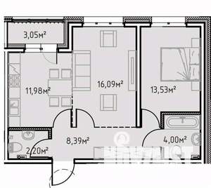 2-к квартира, вторичка, 59м2, 4/13 этаж