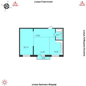2-к квартира, строящийся дом, 66м2, 8/14 этаж