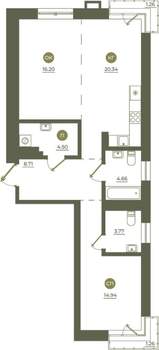 2-к квартира, вторичка, 76м2, 3/9 этаж