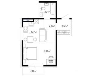 1-к квартира, вторичка, 39м2, 2/19 этаж
