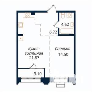 1-к квартира, строящийся дом, 50м2, 18/18 этаж