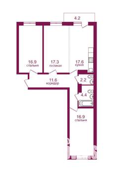 3-к квартира, строящийся дом, 91м2, 10/12 этаж
