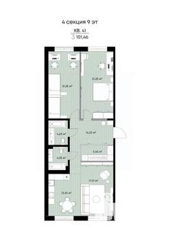 3-к квартира, вторичка, 101м2, 9/9 этаж