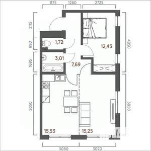 2-к квартира, вторичка, 56м2, 9/19 этаж