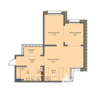 3-к квартира, строящийся дом, 73м2, 13/19 этаж