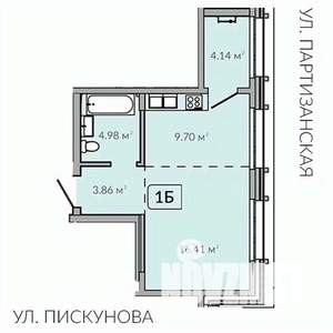1-к квартира, строящийся дом, 39м2, 12/18 этаж