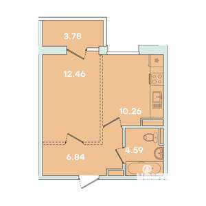 1-к квартира, вторичка, 38м2, 4/16 этаж