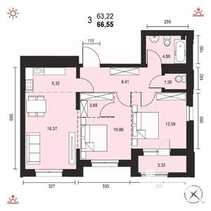 3-к квартира, вторичка, 67м2, 14/14 этаж