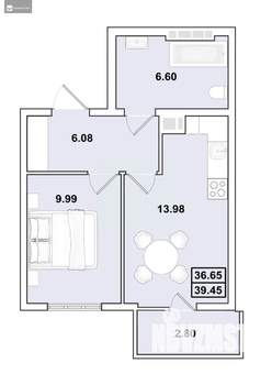 1-к квартира, вторичка, 39м2, 4/16 этаж
