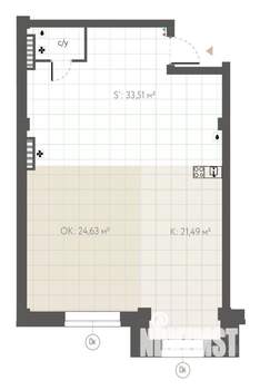 Студия квартира, вторичка, 80м2, 3/8 этаж