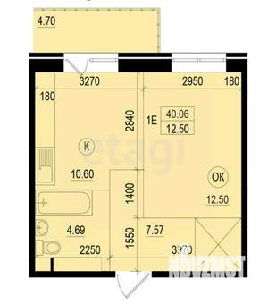 1-к квартира, вторичка, 35м2, 5/15 этаж