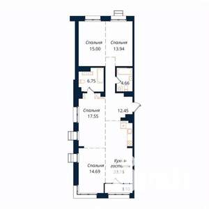 4-к квартира, строящийся дом, 109м2, 8/18 этаж