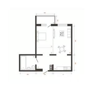 2-к квартира, вторичка, 45м2, 4/10 этаж