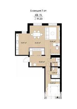 3-к квартира, вторичка, 91м2, 7/9 этаж