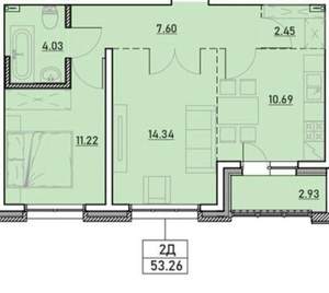 2-к квартира, вторичка, 51м2, 4/13 этаж