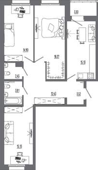 3-к квартира, вторичка, 88м2, 10/16 этаж
