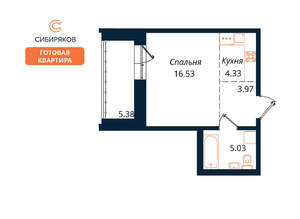 1-к квартира, сданный дом, 35м2, 18/18 этаж