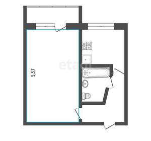 1-к квартира, вторичка, 30м2, 1/5 этаж