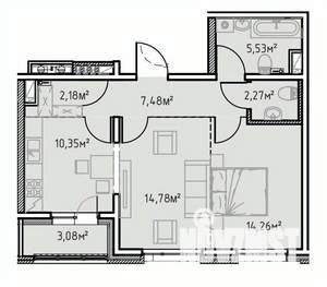 2-к квартира, вторичка, 60м2, 4/13 этаж
