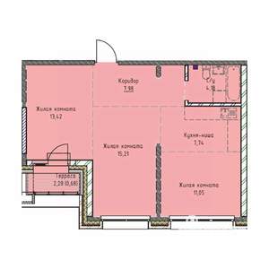 3-к квартира, вторичка, 61м2, 18/19 этаж
