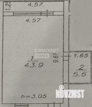 2-к квартира, вторичка, 55м2, 1/3 этаж