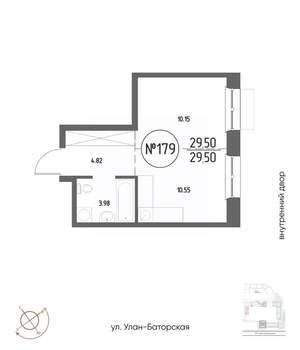 1-к квартира, строящийся дом, 30м2, 6/19 этаж