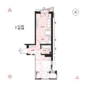 2-к квартира, вторичка, 47м2, 6/19 этаж