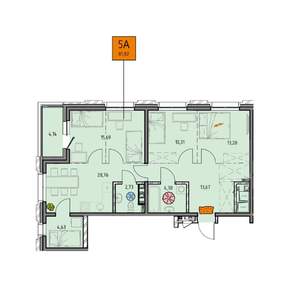 5-к квартира, вторичка, 82м2, 3/14 этаж