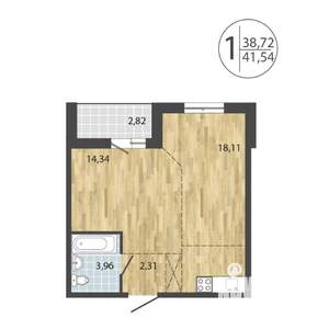 1-к квартира, строящийся дом, 42м2, 16/19 этаж