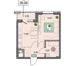 1-к квартира, вторичка, 39м2, 2/15 этаж