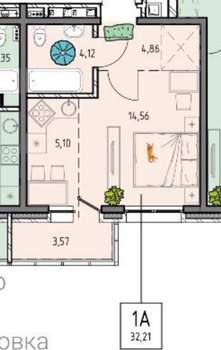 1-к квартира, вторичка, 32м2, 9/18 этаж