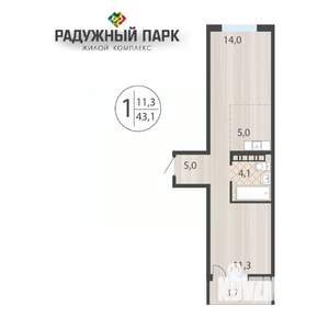 1-к квартира, вторичка, 43м2, 15/16 этаж