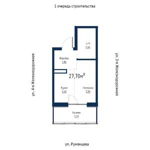 1-к квартира, вторичка, 28м2, 4/18 этаж